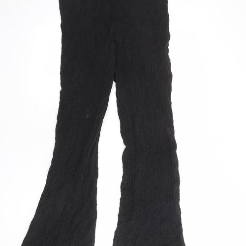 Mango Womens Black Cotton Trousers Size S L34 in Regular - Crinkle