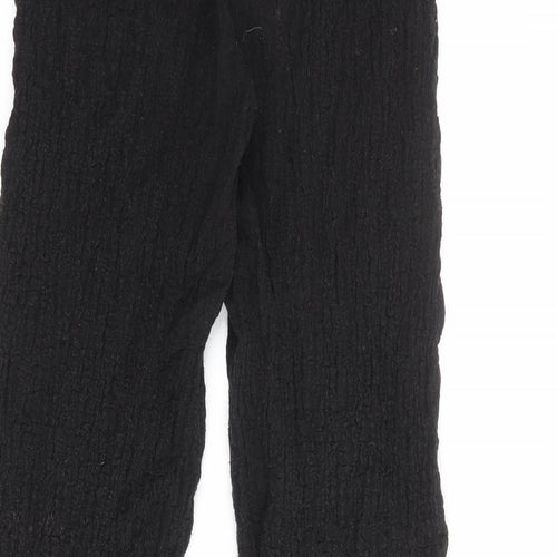 Mango Womens Black Cotton Trousers Size S L34 in Regular - Crinkle