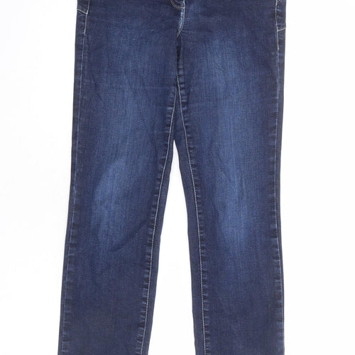 NEXT Womens Blue Cotton Straight Jeans Size 10 L30 in Regular Zip