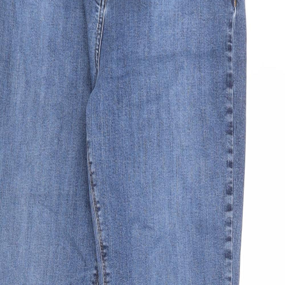George Womens Blue Cotton Straight Jeans Size 16 L30 in Regular Zip