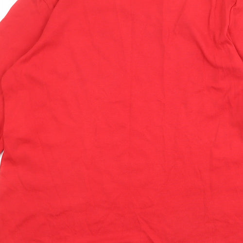 Marks and Spencer Womens Red 100% Cotton Basic T-Shirt Size 14 Round Neck