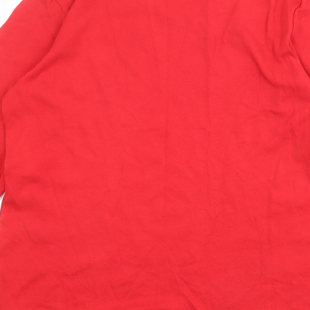 Marks and Spencer Womens Red 100% Cotton Basic T-Shirt Size 14 Round Neck