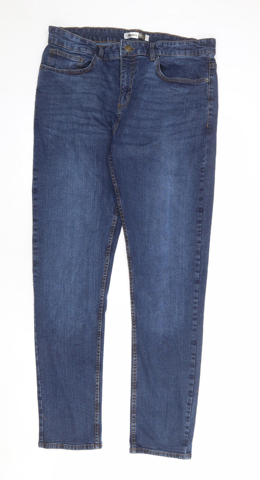 PEP&CO Mens Blue Cotton Skinny Jeans Size 36 in L32 in Regular Zip