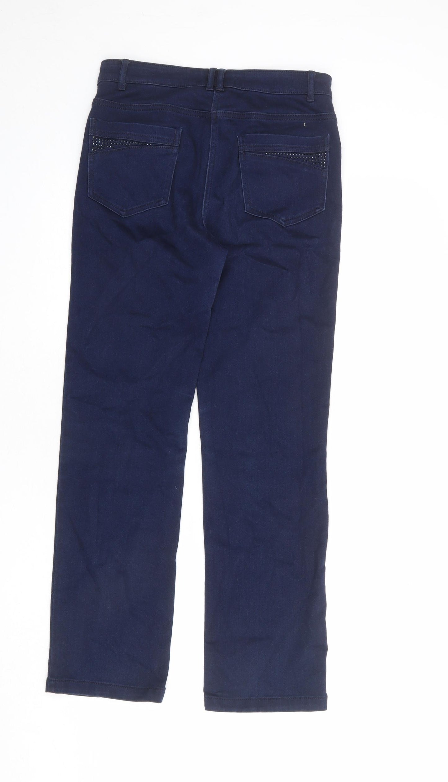 Per Una Womens Blue Cotton Straight Jeans Size 28 in L28 in Regular Zip