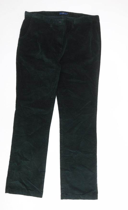 Cotton Traders Womens Green Cotton Trousers Size 16 L32 in Regular Zip