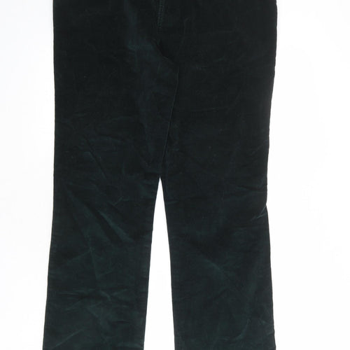 Cotton Traders Womens Green Cotton Trousers Size 16 L32 in Regular Zip
