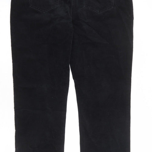 Marks and Spencer Womens Black Cotton Trousers Size 16 L30 in Regular Zip