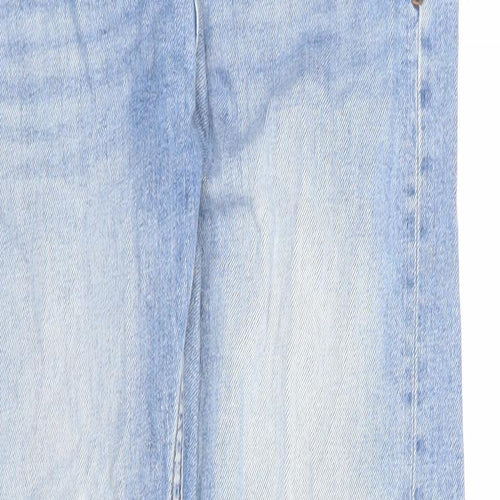 Fat Face Womens Blue Cotton Straight Jeans Size 10 L28 in Regular Zip
