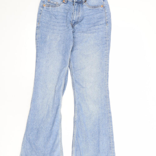 Divided by H&M Womens Blue Cotton Flared Jeans Size 6 L28 in Regular Zip