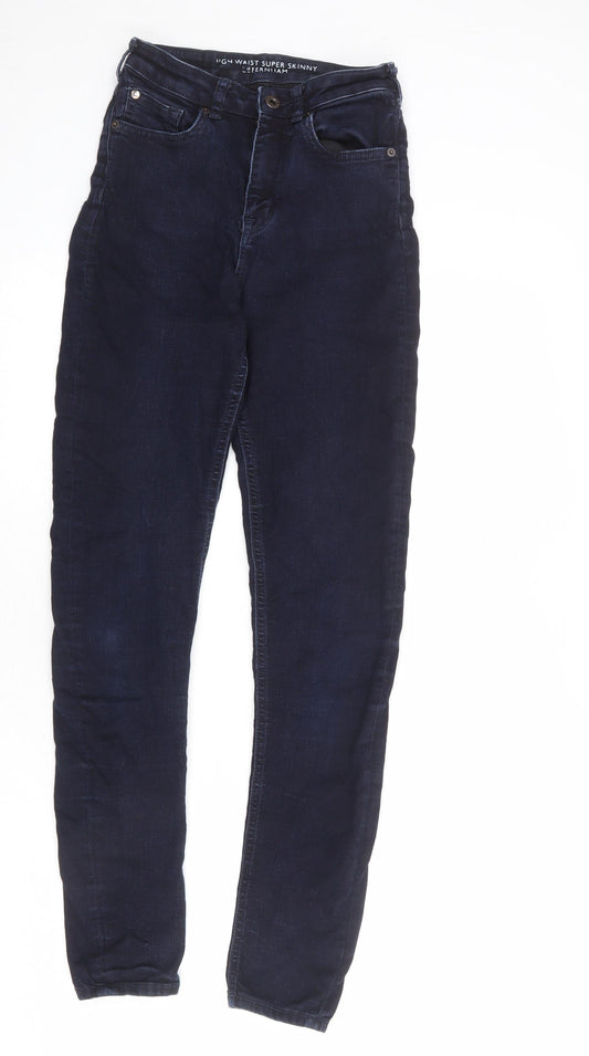 Jack Wills Mens Blue Cotton Skinny Jeans Size 28 in L30 in Regular Zip
