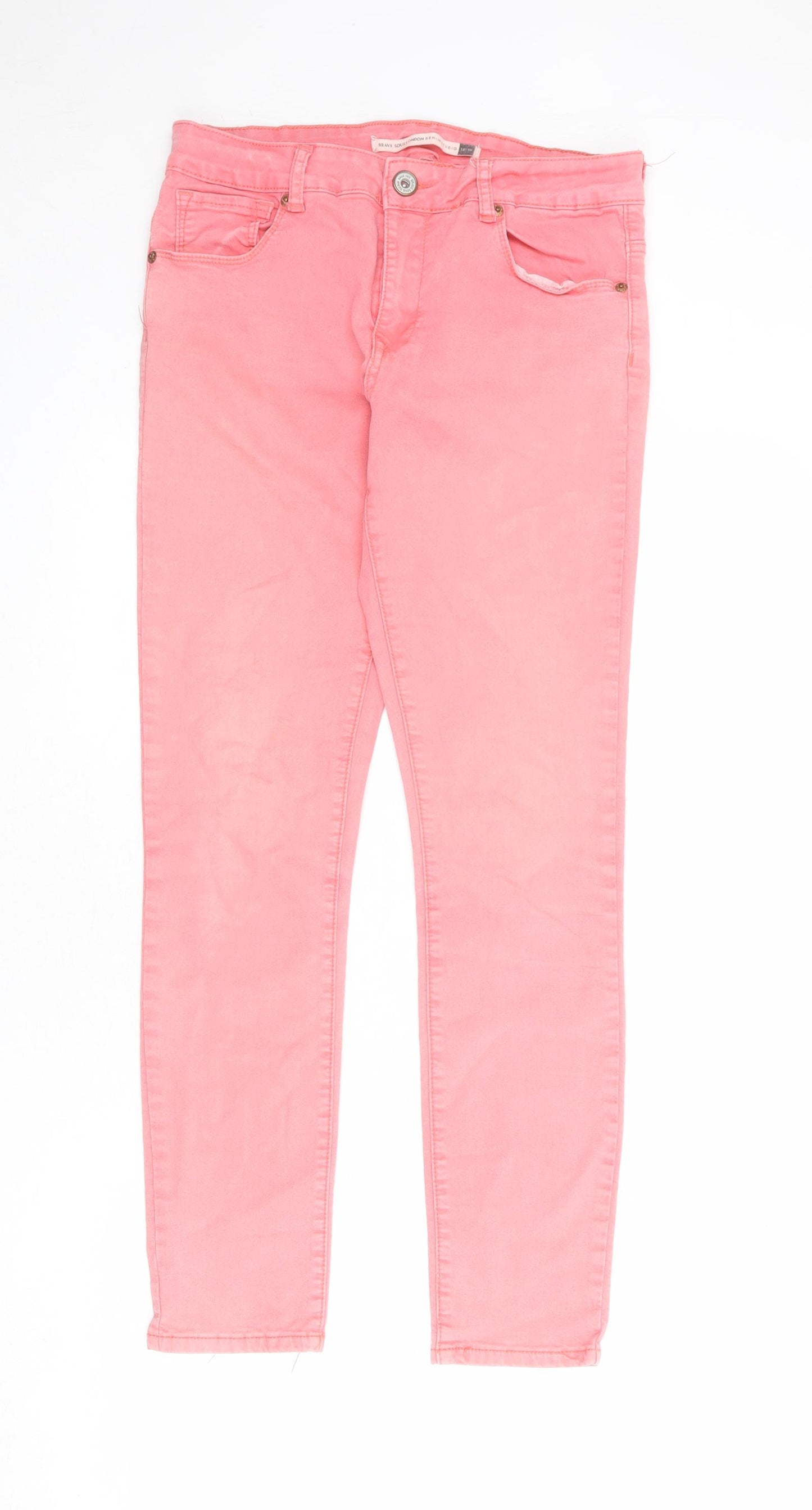Brave Soul Womens Pink Cotton Skinny Jeans Size 12 L27 in Regular Zip