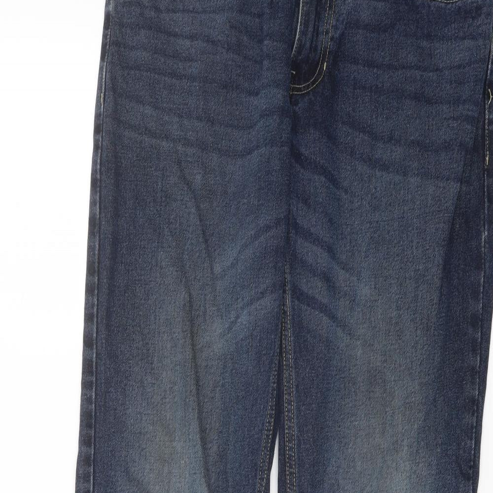 Easy Mens Blue Cotton Bootcut Jeans Size 32 in L30 in Regular Button