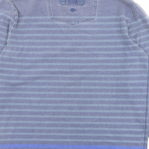 Fat Face Mens Blue Striped Cotton T-Shirt Size M Crew Neck