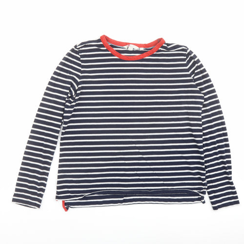 Boden Womens Blue Striped Cotton Basic T-Shirt Size 12 Round Neck
