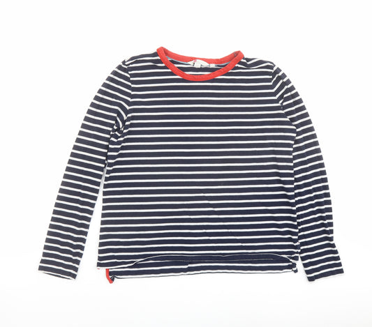 Boden Womens Blue Striped Cotton Basic T-Shirt Size 12 Round Neck