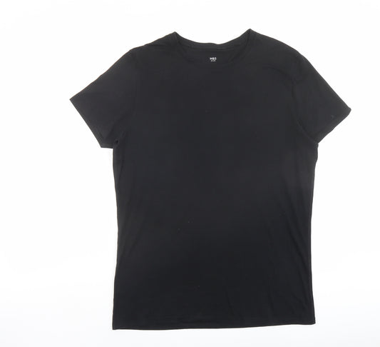 Marks and Spencer Mens Black Acrylic T-Shirt Size L Crew Neck