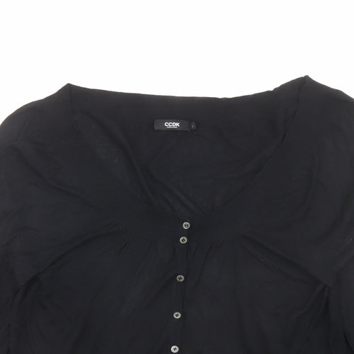 CCDK Womens Black Round Neck Silk Cardigan Jumper Size L