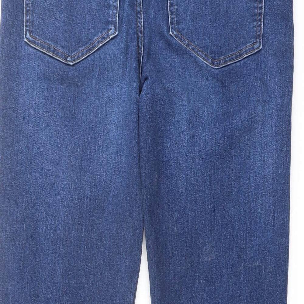 Marks and Spencer Womens Blue Cotton Straight Jeans Size 12 L25 in Regular Button