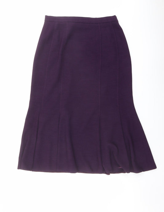 Lucinda Womens Purple Polyester Swing Skirt Size 12 Zip