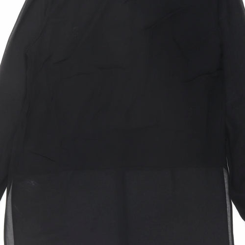 Marks and Spencer Womens Black Polyester Basic Button-Up Size 14 Collared - Sheer