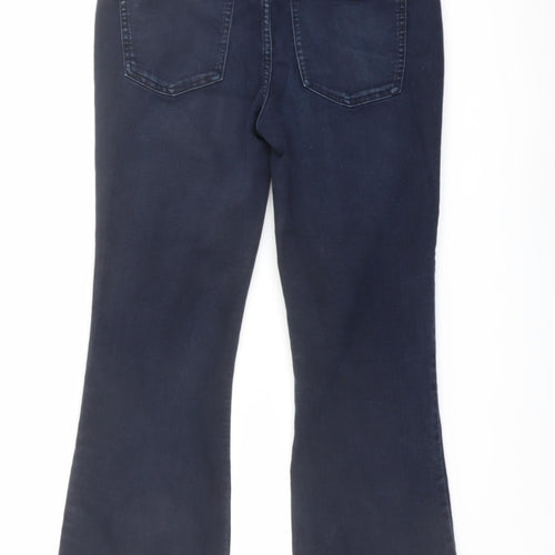 Marks and Spencer Womens Blue Cotton Bootcut Jeans Size 14 L27 in Regular Button