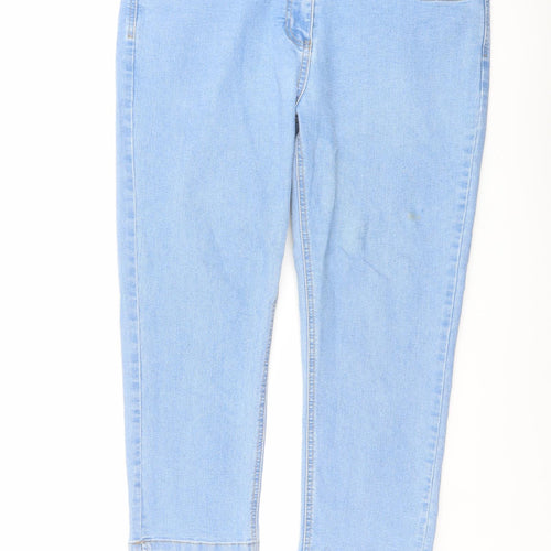 M&Co Womens Blue Cotton Cropped Jeans Size 14 L23 in Regular Button