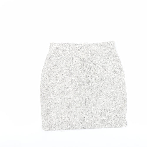 H&M Womens Grey Cotton A-Line Skirt Size 10 Zip