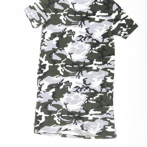VANS Womens Multicoloured Camouflage Cotton T-Shirt Dress Size S Crew Neck Pullover