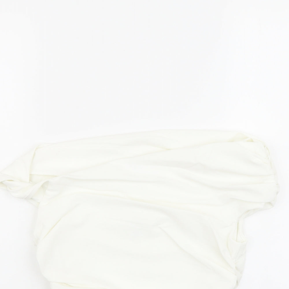 Zara Womens Ivory Geometric Polyamide Camisole Blouse Size M Off the Shoulder