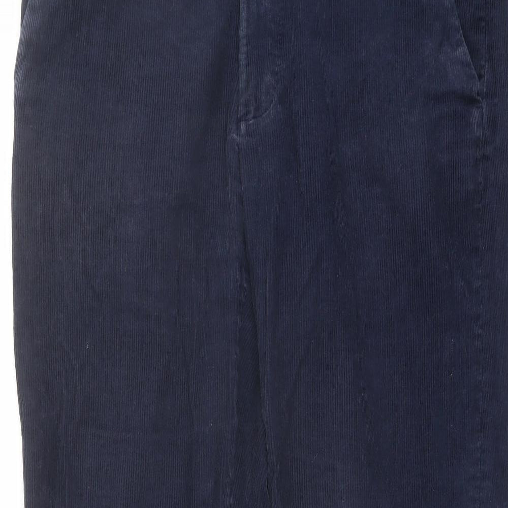 Marks and Spencer Mens Blue Cotton Trousers Size 36 in L33 in Regular Button