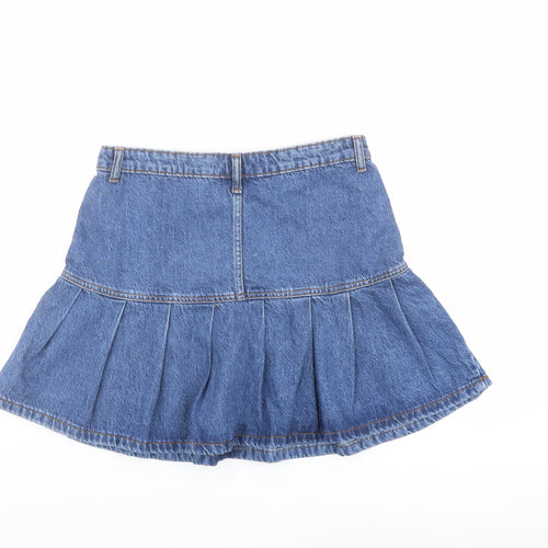 Denim & Co. Womens Blue Cotton Mini Skirt Size 12 Button