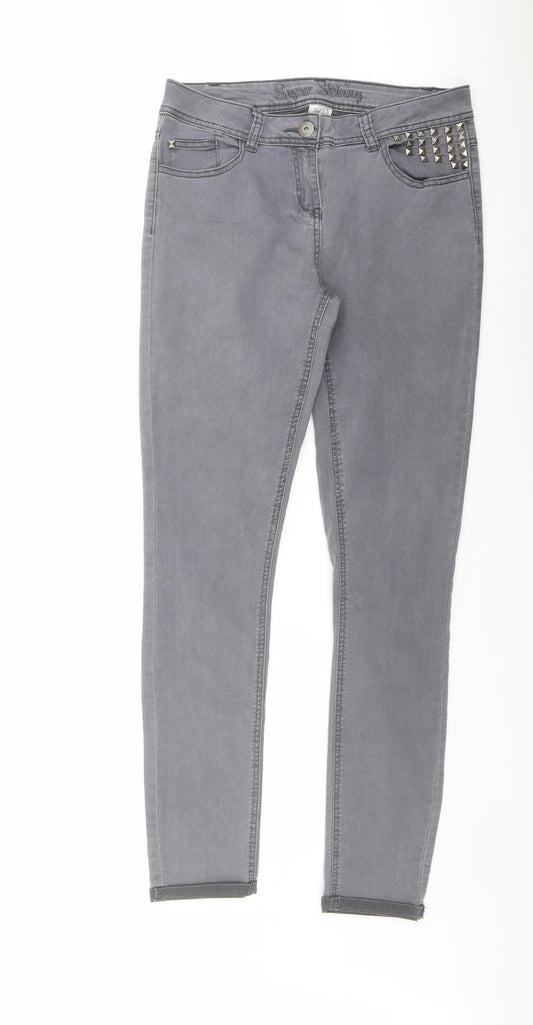 George Womens Grey Cotton Skinny Jeans Size 12 L30 in Regular Button