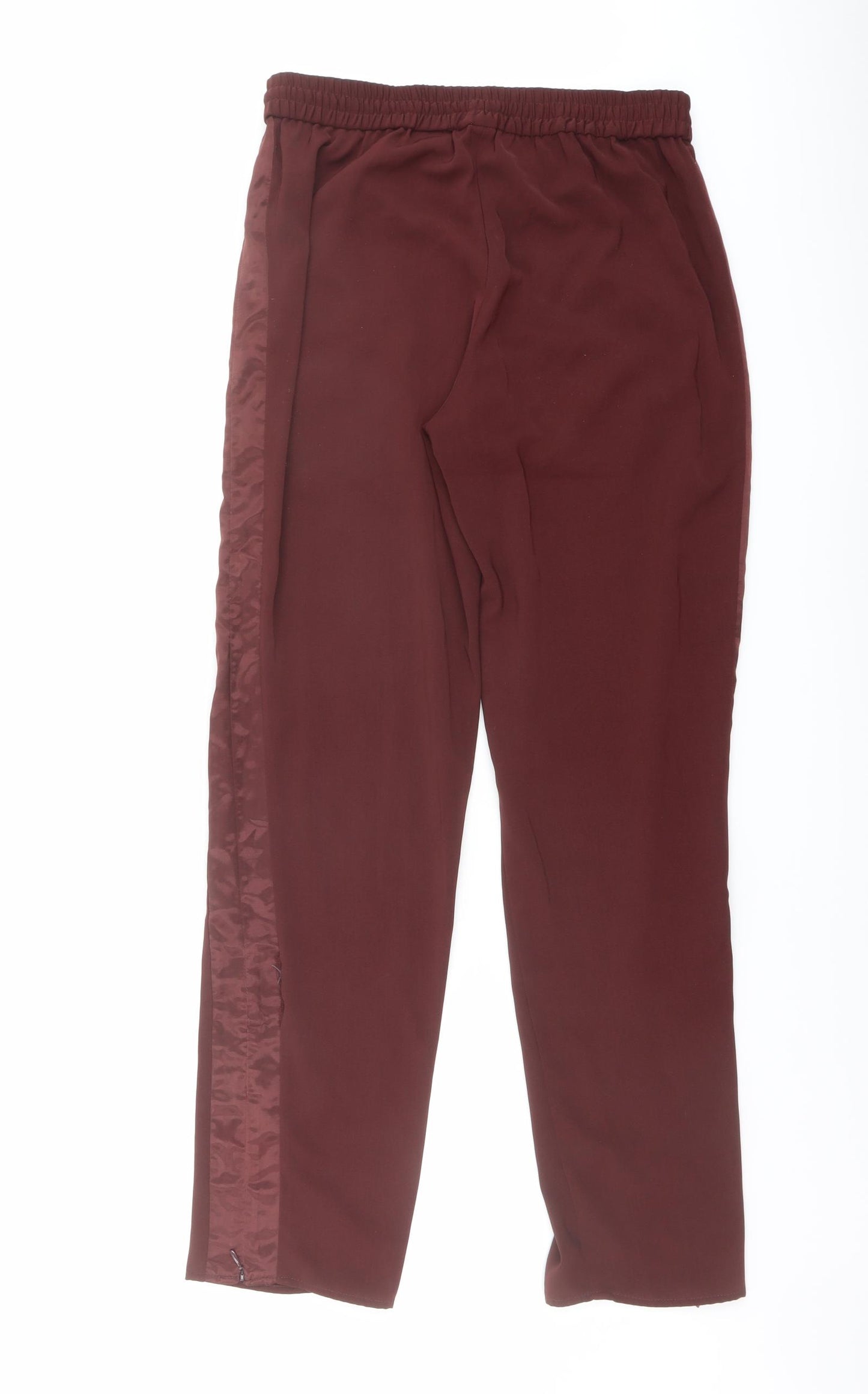 H&M Womens Red Polyester Trousers Size 10 L29 in Regular Drawstring - Taped Side