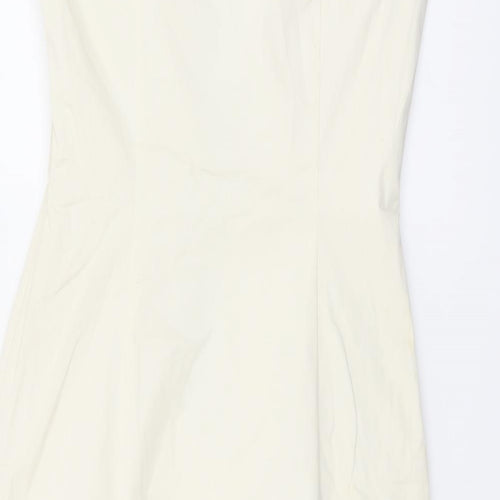 Ted Baker Womens Ivory Cotton Shift Size 10 V-Neck Zip