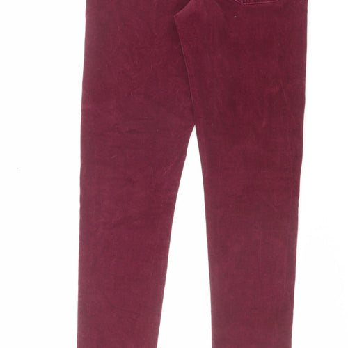 Marks and Spencer Womens Red Cotton Trousers Size 8 L29 in Regular Zip