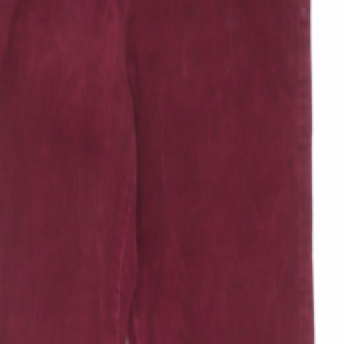 Marks and Spencer Womens Red Cotton Trousers Size 8 L29 in Regular Zip