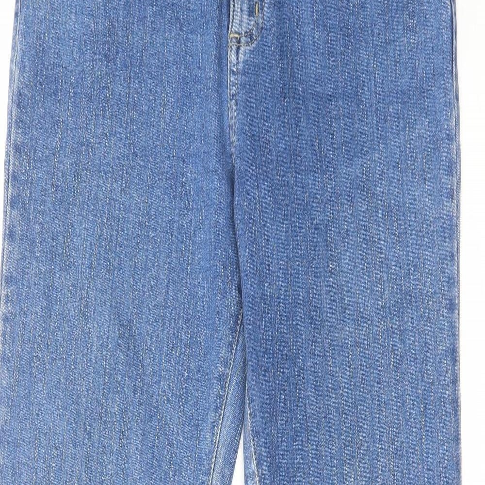 Per Una Womens Blue Cotton Bootcut Jeans Size 10 L30 in Regular Zip