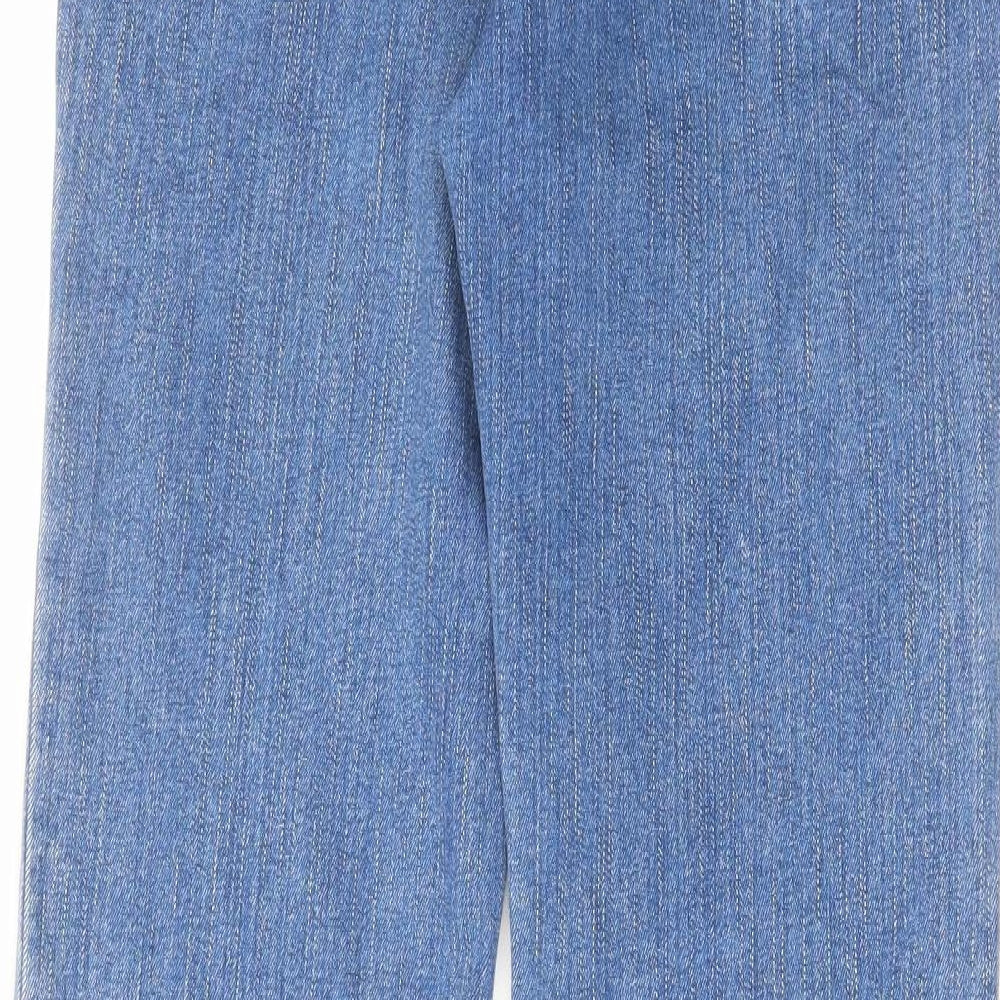 Per Una Womens Blue Cotton Bootcut Jeans Size 10 L30 in Regular Zip
