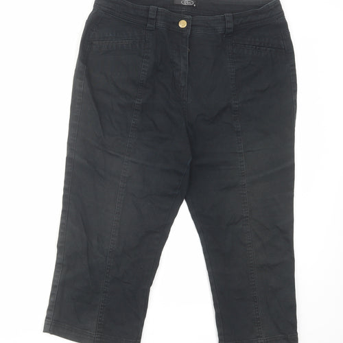 Bonmarché Womens Black Cotton Cropped Jeans Size 12 L20 in Regular Zip