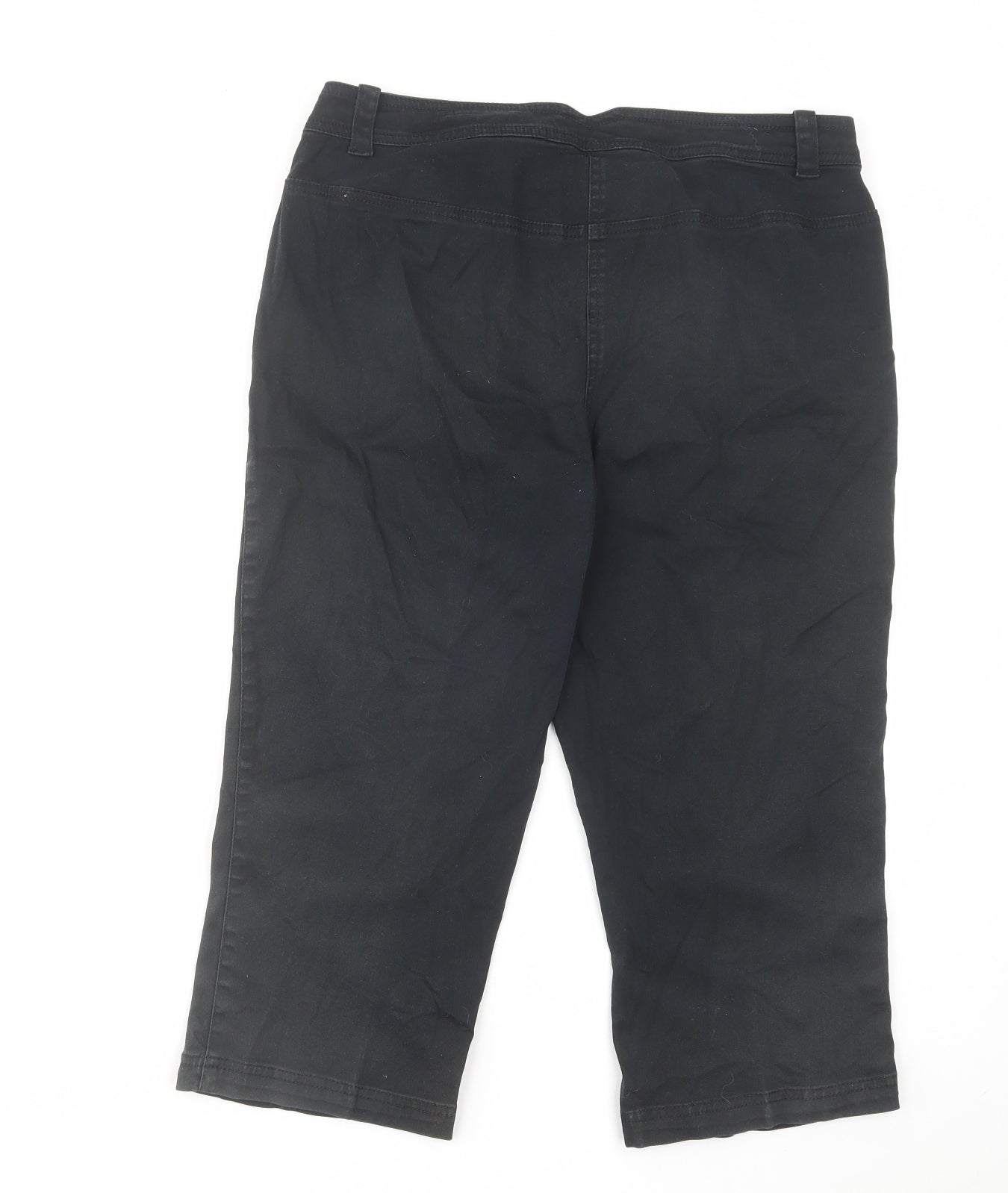 Bonmarché Womens Black Cotton Cropped Jeans Size 12 L20 in Regular Zip