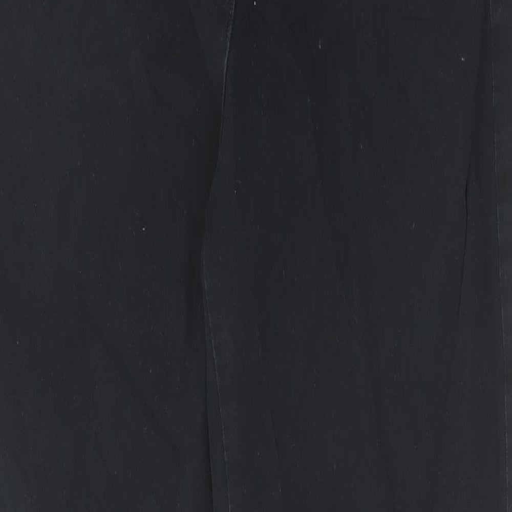Marks and Spencer Womens Black Cotton Straight Jeans Size 14 L30 in Regular Zip