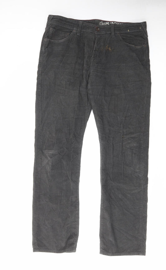Jack Wills Mens Grey Cotton Trousers Size 34 in L32 in Regular Zip