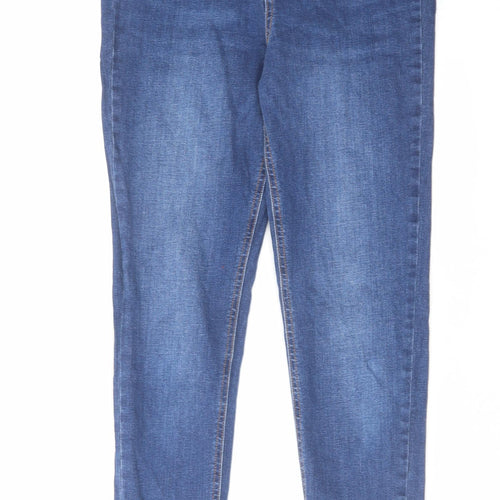 F&F Womens Blue Cotton Skinny Jeans Size 12 L30 in Regular Zip