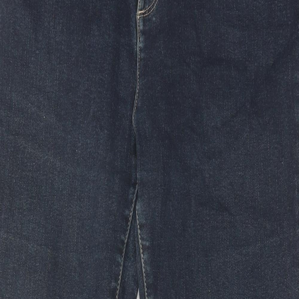 Per Una Womens Blue Cotton Straight Jeans Size 16 L27 in Regular Zip