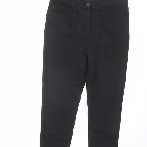 Marks and Spencer Womens Black Cotton Cropped Jeans Size 12 L22 in Regular Zip