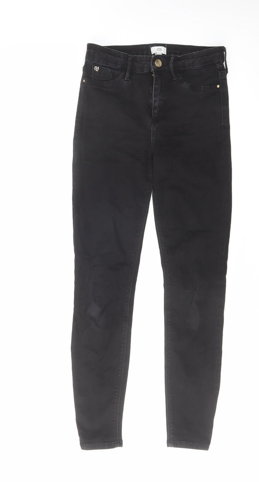 River Island Womens Black Cotton Skinny Jeans Size 8 L28 in Regular Zip