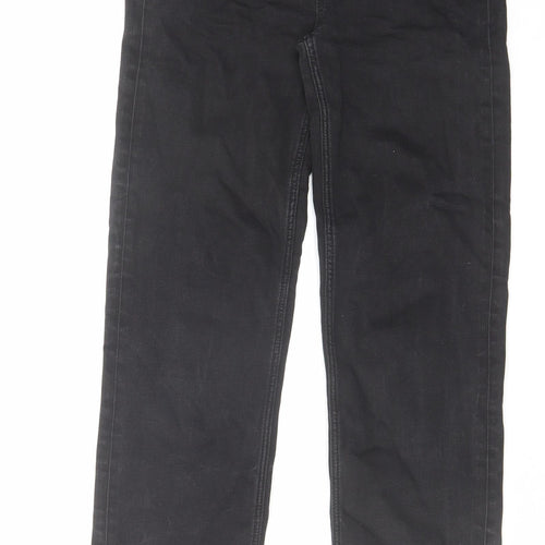 Marks and Spencer Womens Black Cotton Straight Jeans Size 8 L28 in Regular Zip