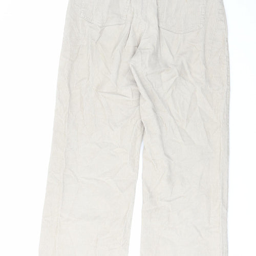 Monki Womens Beige Cotton Trousers Size 12 L30 in Regular Zip