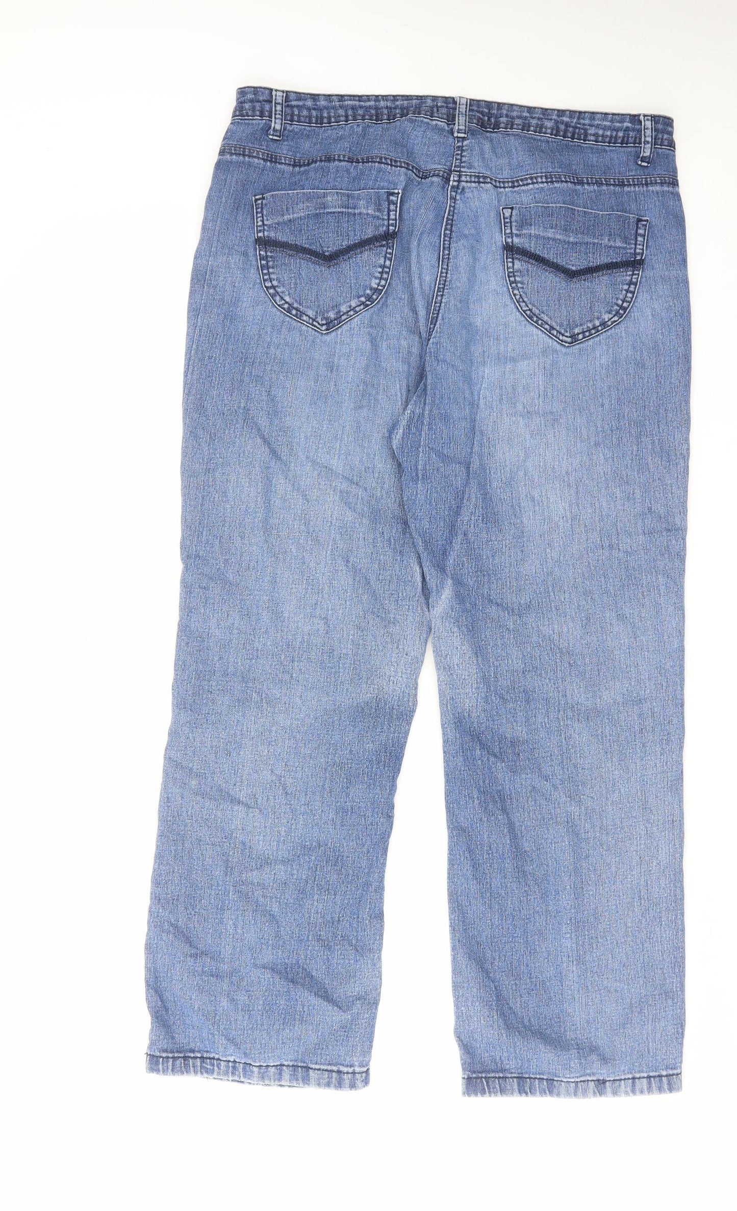 Bonmarché Womens Blue Cotton Straight Jeans Size 14 L27 in Regular Zip