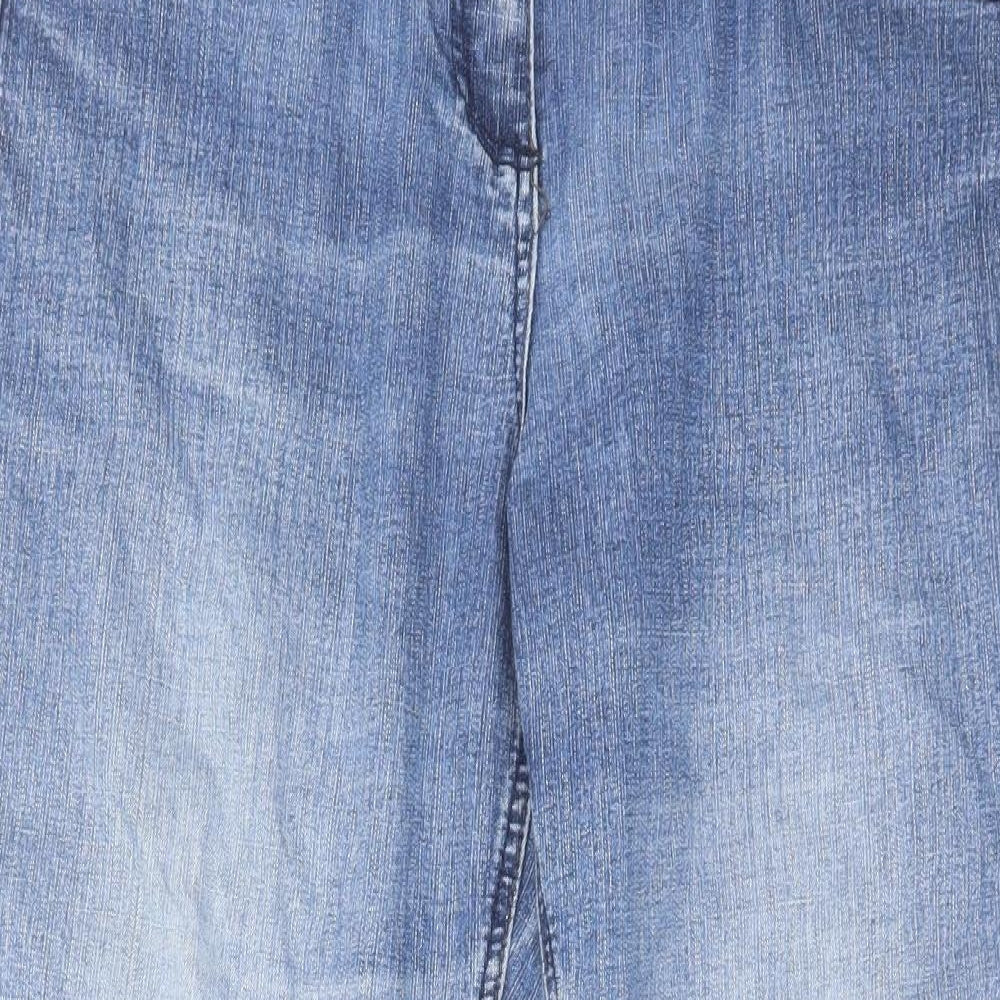 Bonmarché Womens Blue Cotton Straight Jeans Size 14 L27 in Regular Zip